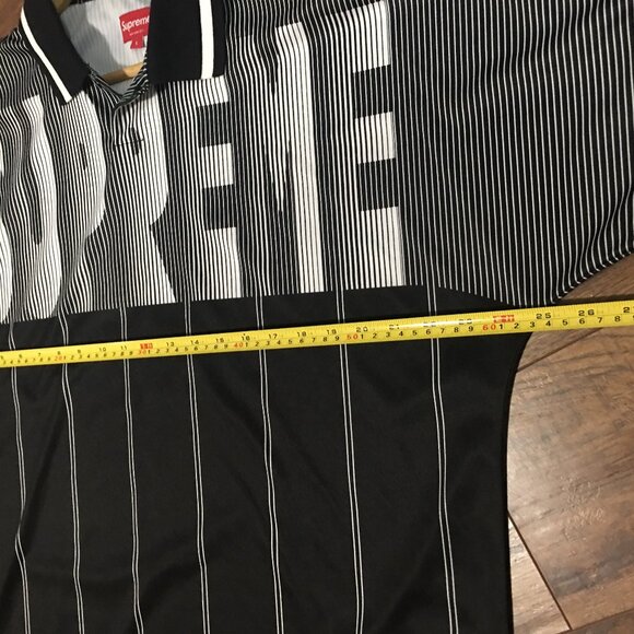 Supreme Soccer Polo – Black/White Pinstripe – Size L - Picture 7 of 13